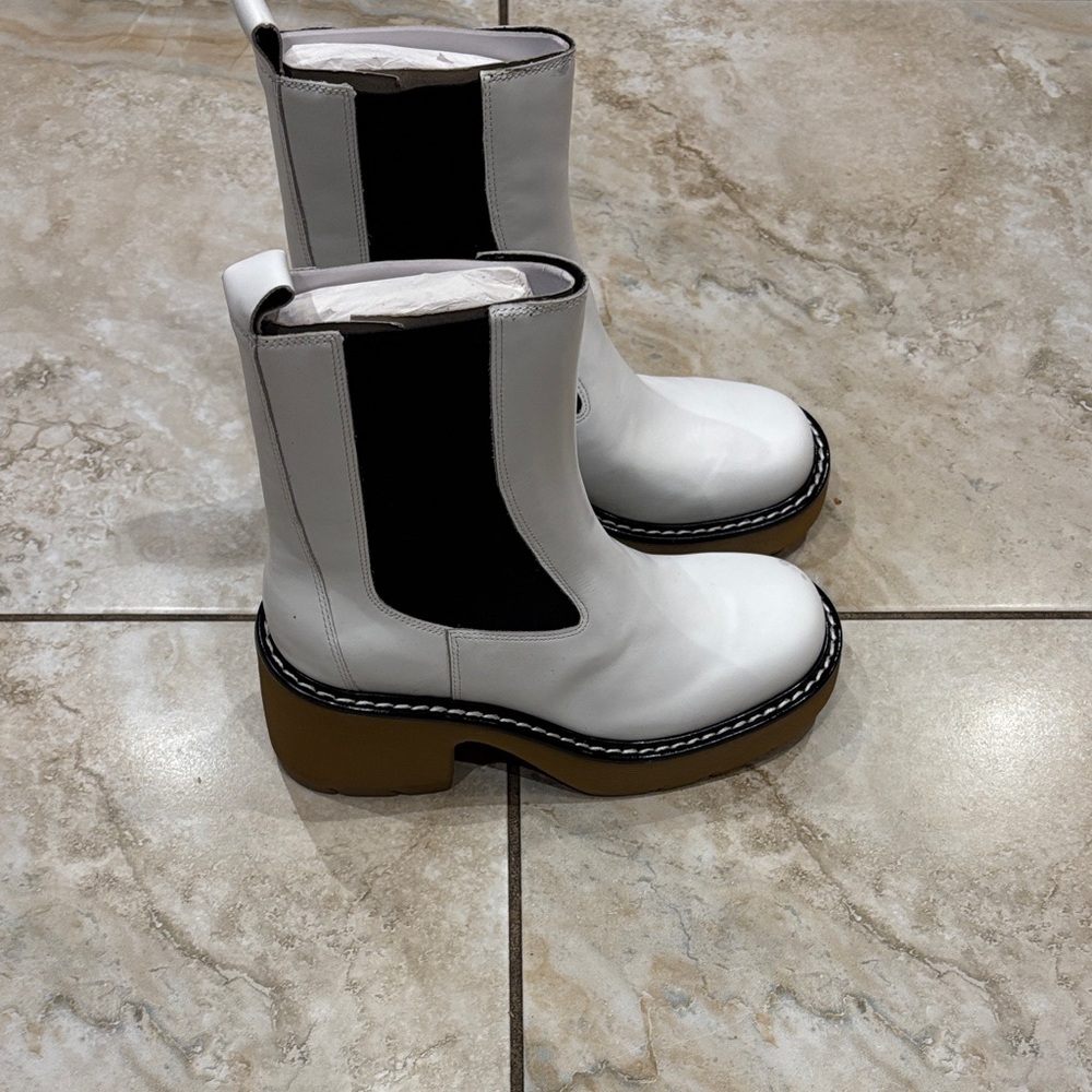 Marc Fisher White and Black Heeled Boots